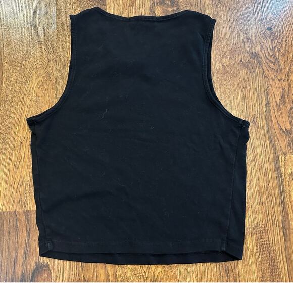 Truly Madly Deeply Cropped Cotton Tank Top Black Size S Casual Minimalist Style - Picture 2 of 7